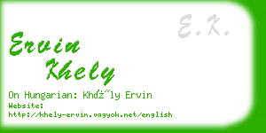 ervin khely business card